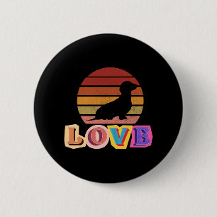 Dachshund Motiv Love Retro Design 6 Cm Round Badge