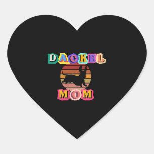 Dachshund Motiv MOM Retro Design Heart Sticker