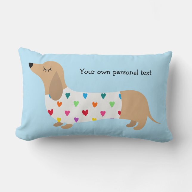 Dachshund Multicolor Hearts Accent Pillow (Front)