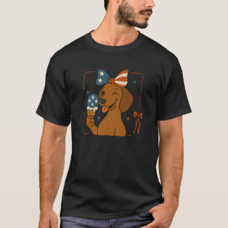 Dachshund Mum American Flag coquette 4th Of July p T-Shirt