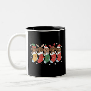 Dachshund Mum Christmas Dog Lover Gift New Year  Two-Tone Coffee Mug