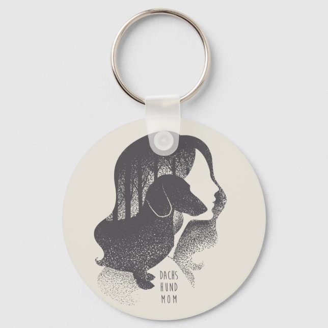 Dachshund Mum Dotwork Pointillism Illustration Key Ring (Front)