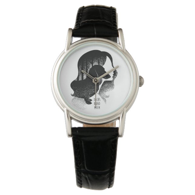 Dachshund Mum Dotwork Pointillism Illustration Watch (Front)