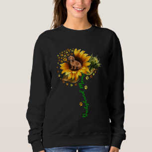 Dachshund Mum Funny Dachshund On Sunflower Dog Paw Sweatshirt