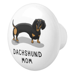 Dachshund Mum (S black & tan) - Cute dog mum Ceramic Knob