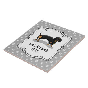 Dachshund Mum (S black & tan) - Cute dog mum Ceramic Tile