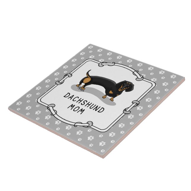 Dachshund Mum (S black & tan) - Cute dog mum Ceramic Tile (Side)