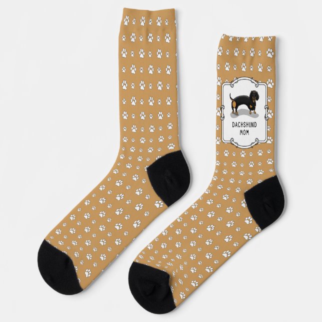 Dachshund Mum (S black & tan) - Cute dog Socks (Left)