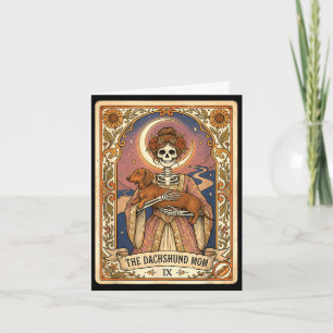 Dachshund mum tarot card skeleton wiener dog