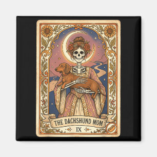 Dachshund mum tarot card skeleton wiener dog magnet