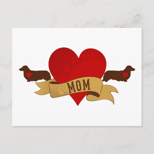 Dachshund Mum [Tattoo style] Postcard (Front)