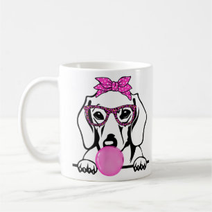 Dachshund Mum with bubble gum bandanna glasses T-S Coffee Mug