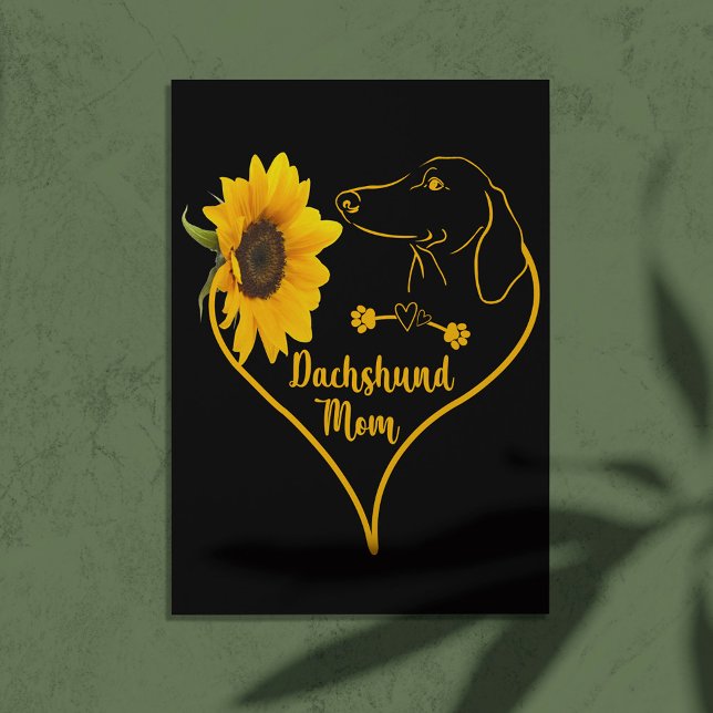 Dachshund Mum With Sunflower Heart Mother's Day Postcard (Creator Uploaded)