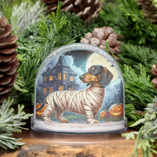 Dachshund Mummy Halloween Snow Globe