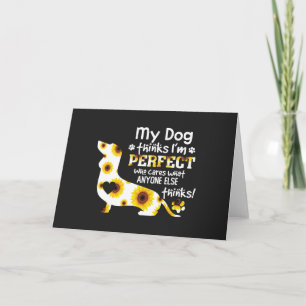 Dachshund My Dog Thinks I'm Perfect Funny Saying Card