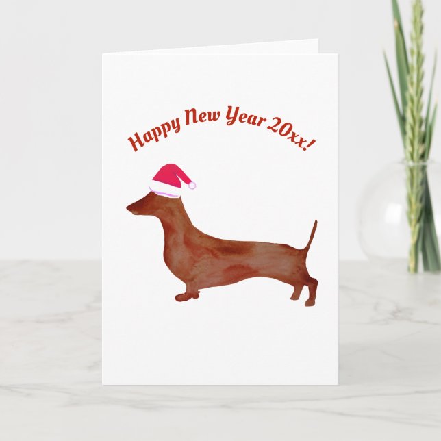 Dachshund, New Year Custom  Greeting Card (Front)