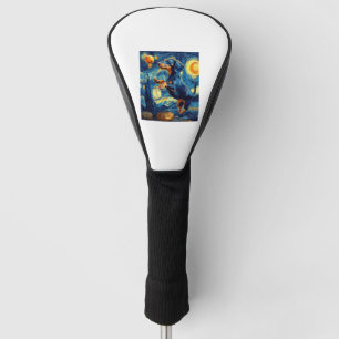 Dachshund of van gogh starry night halloween Funny Golf Head Cover