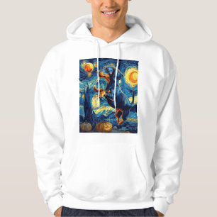 Dachshund of van gogh starry night halloween Funny Hoodie