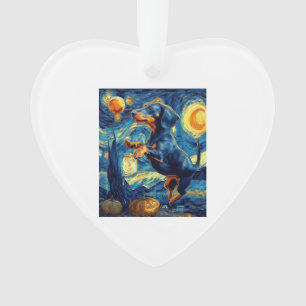 Dachshund of van gogh starry night halloween Funny Ornament