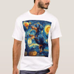 Dachshund of van gogh starry night halloween Funny T-Shirt<br><div class="desc">Dachshund of van gogh starry night halloween Funny Jack O Lantern Face subtle graphic t shirt   MJ3</div>
