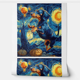 Dachshund of van gogh starry night halloween Funny Wallpaper