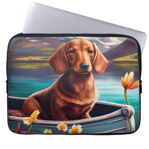 Dachshund on a Paddle: A Scenic Adventure Laptop Sleeve