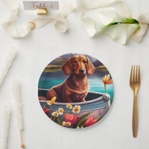 Dachshund on a Paddle: A Scenic Adventure Paper Plate