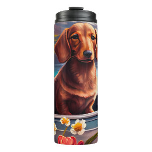 Dachshund on a Paddle: A Scenic Adventure Thermal Tumbler