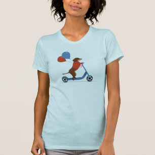 Dachshund on scooter with balloons  T-Shirt
