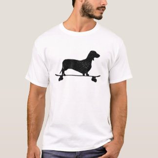 Dachshund On Skateboard Funny Wiener Dog Doxie Ska T-Shirt
