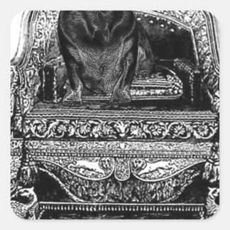 Dachshund On Throne Crown Dog Square Sticker