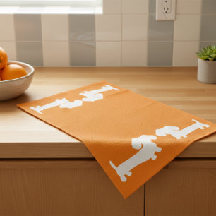 Dachshund Orange Dish Towel for Wiener Dog Lovers