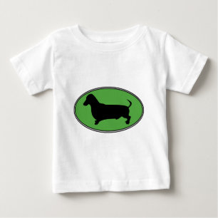 Dachshund Oval Green-Plain Baby T-Shirt