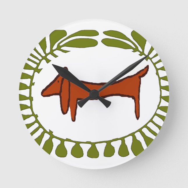 Dachshund Oval Round Clock (Front)