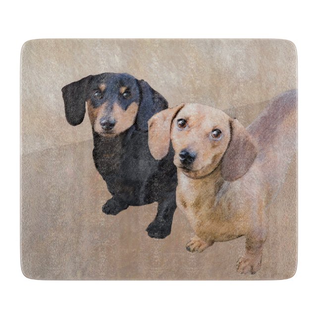 Dachshund Painting - Cute Original Dog Art Cutting Board (Front)