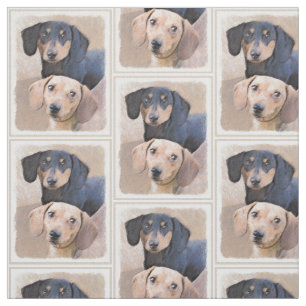 Dachshund Painting - Cute Original Dog Art Fabric