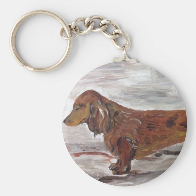 Dachshund Painting Key chain by Willowcatdesigns (Front)