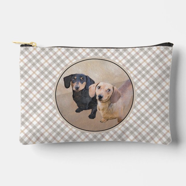 Dachshund Painting Smooth Black & Tan Red Dog Art Accessory Pouch (Front)