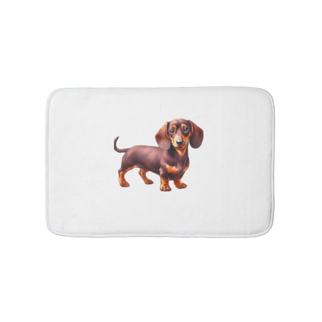 Dachshund Painting - Weiner Dog Watercolor Paintin Bath Mat (Front)