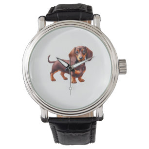 Dachshund Painting - Weiner Dog Watercolor Paintin Watch