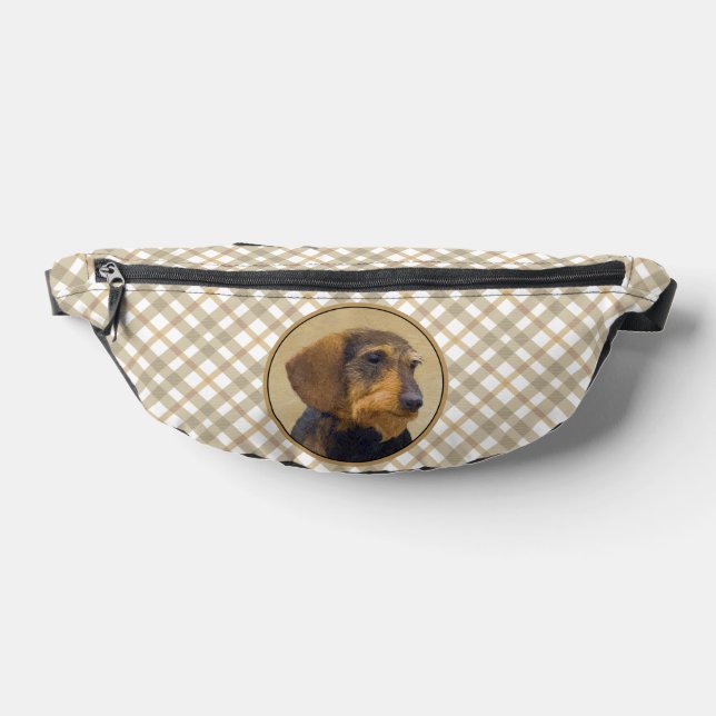 Dachshund Painting Wire-haired Black & Tan Dog Art Bum Bags (Lay Down)