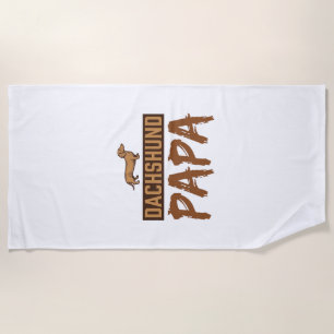 Dachshund Papa Vintage Engraving Dog Dad Design_1 Beach Towel