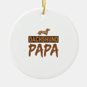 Dachshund Papa Vintage Engraving Dog Dad Design_1 Ceramic Ornament