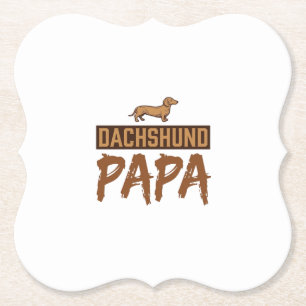 Dachshund Papa Vintage Engraving Dog Dad Design_1 Paper Coaster