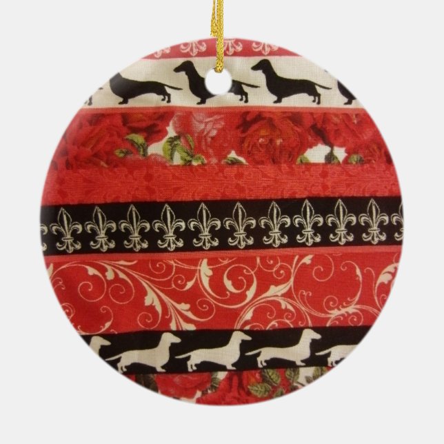 Dachshund Parade Ceramic Ornament (Back)