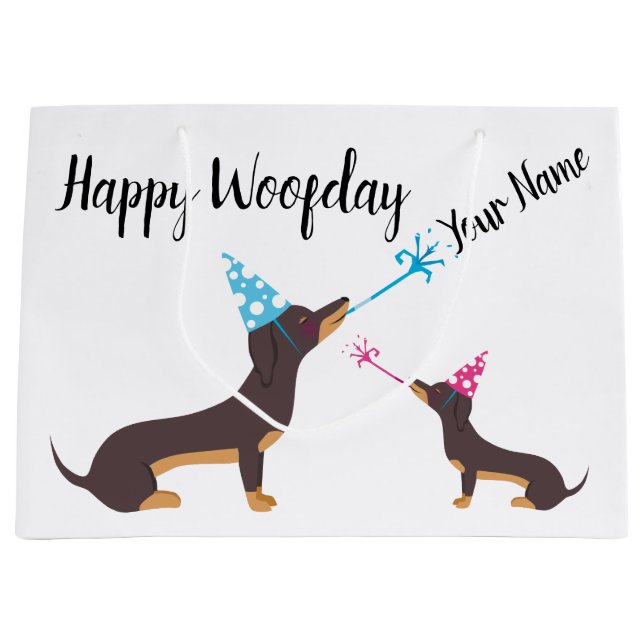 Dachshund Party Large Gift Bag (Front)