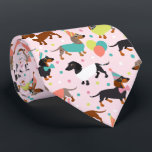Dachshund Party Neck Tie<br><div class="desc">Cute birthday party dachshund dogs with black,  tan and dapple coats dressed in cute birthday outfits with balloons,  cake and confetti pattern.</div>