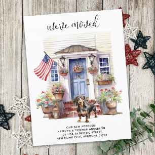 Dachshund Patriotic Personalised Pet Dog Moving Announcement Postcard