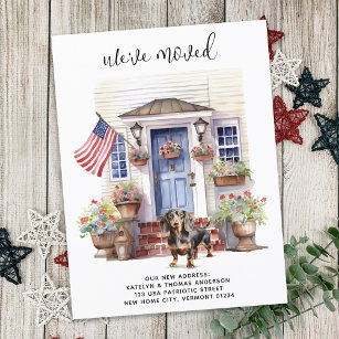 Dachshund Patriotic Personalised Pet Dog Moving Announcement Postcard