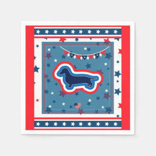 Dachshund Patriotic Red White Blue 4th Of July Napkin